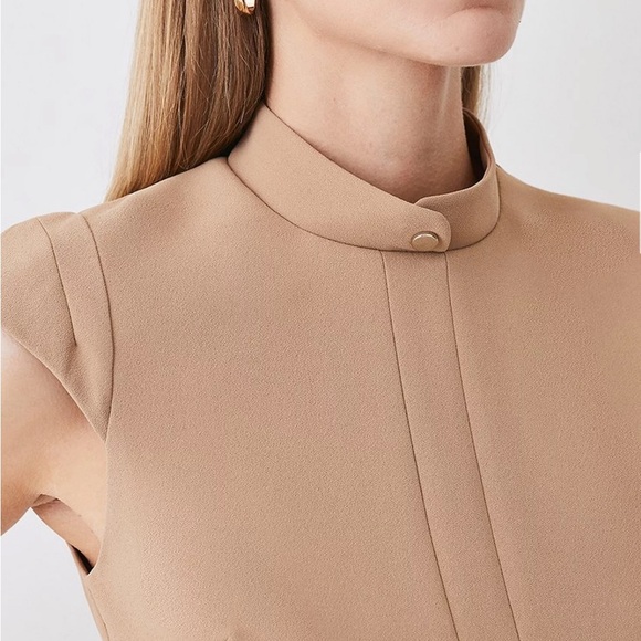 Elegant Tan Cap Sleeve Dress - Picture 4 of 4